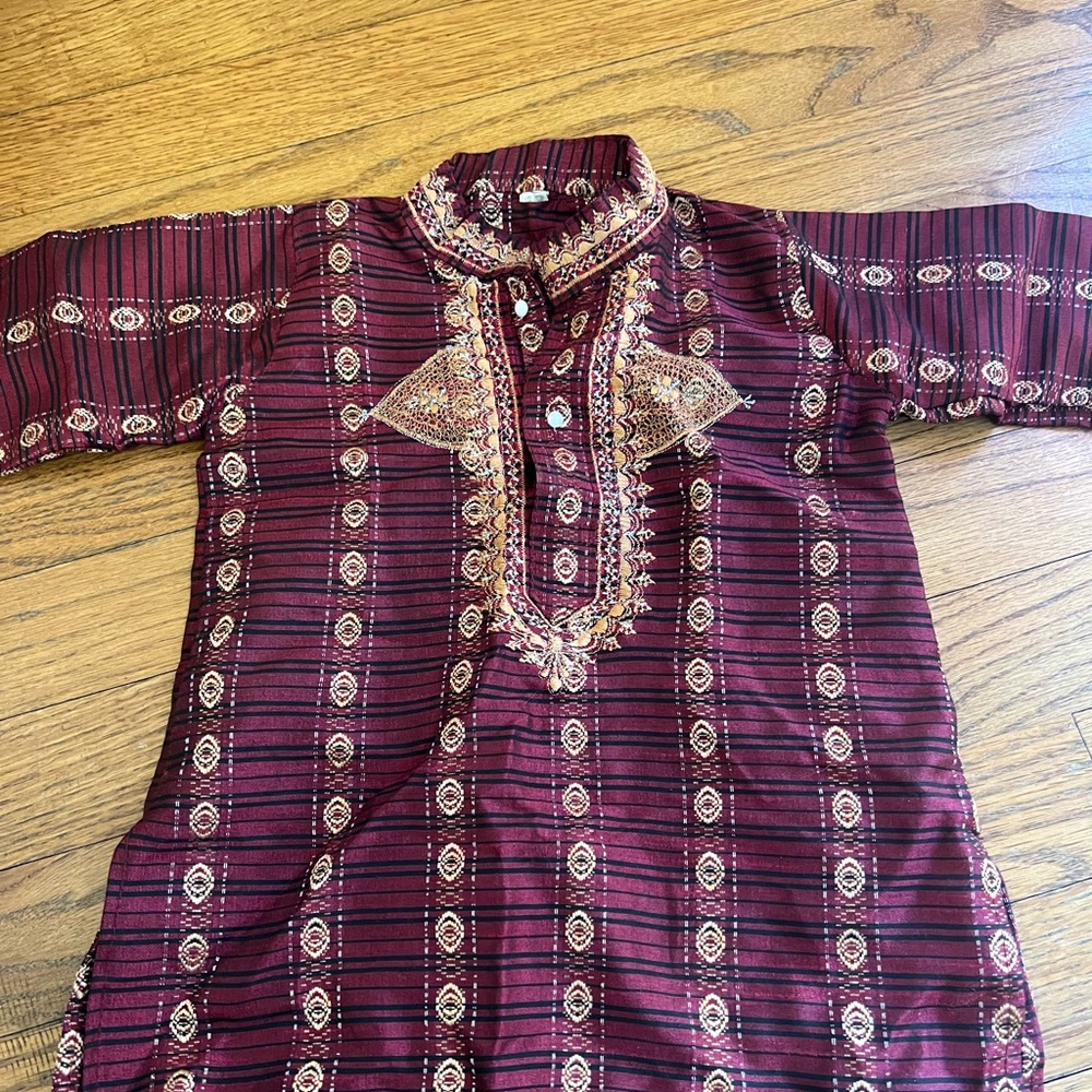 Maroon Embroidered Kurta